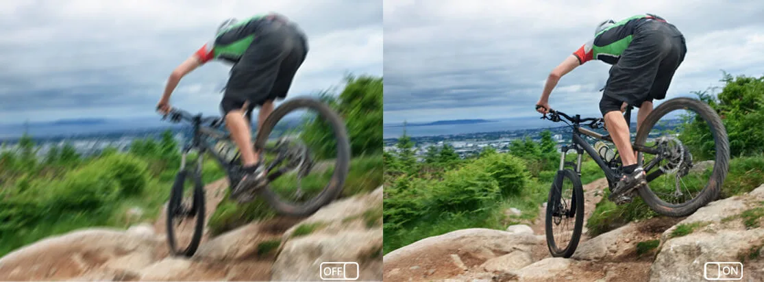 SJ8 Pro 6 axis gyro EIS stabilization test mountain biking