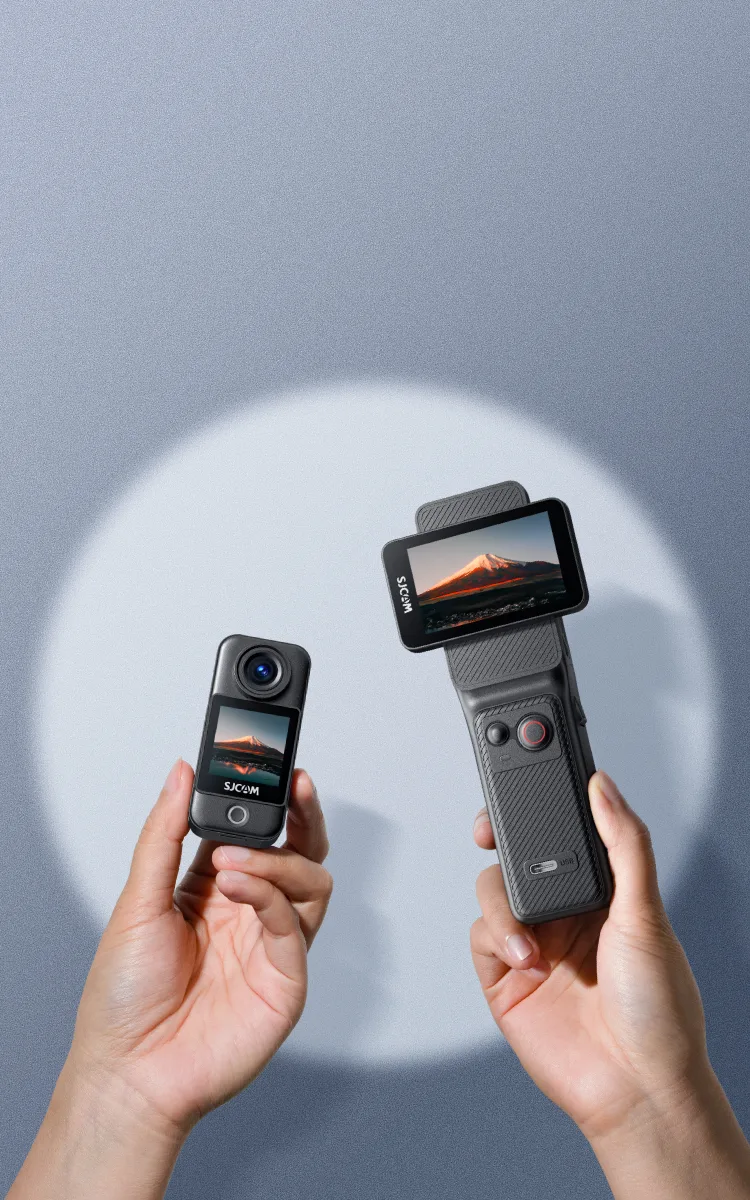 C400 handheld action camera with a rotatable screen