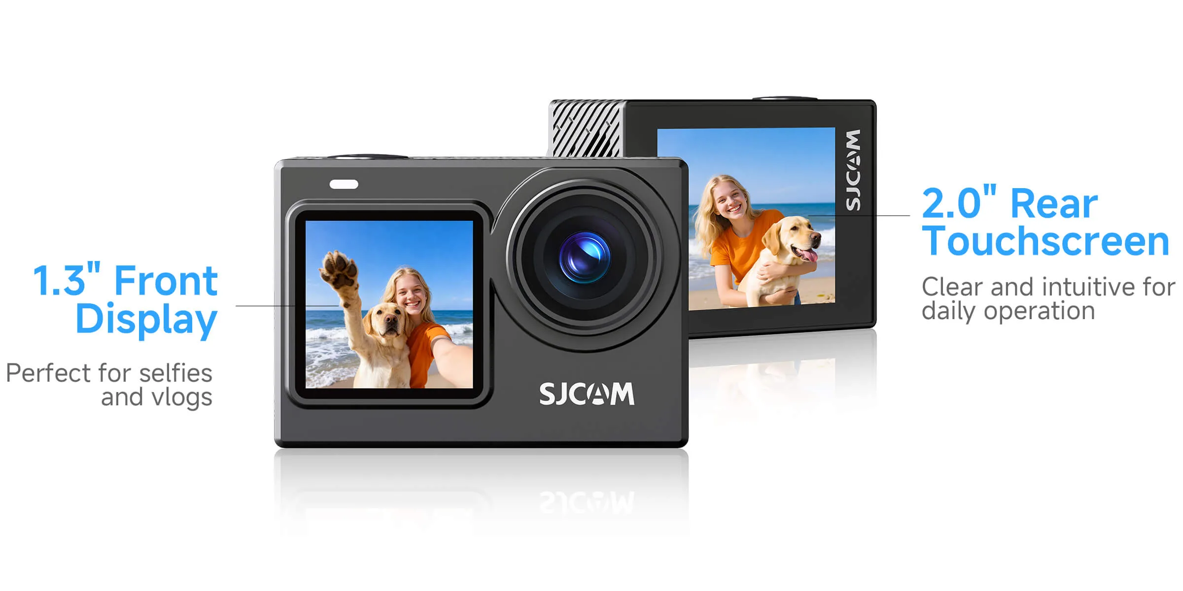 2.0" + 1.3" Dual Screens action camera