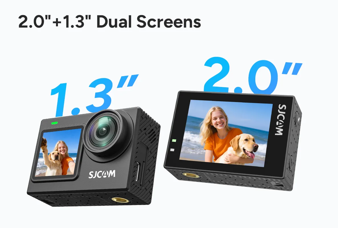 2.0'' + 1.3'' dual screens action camera
